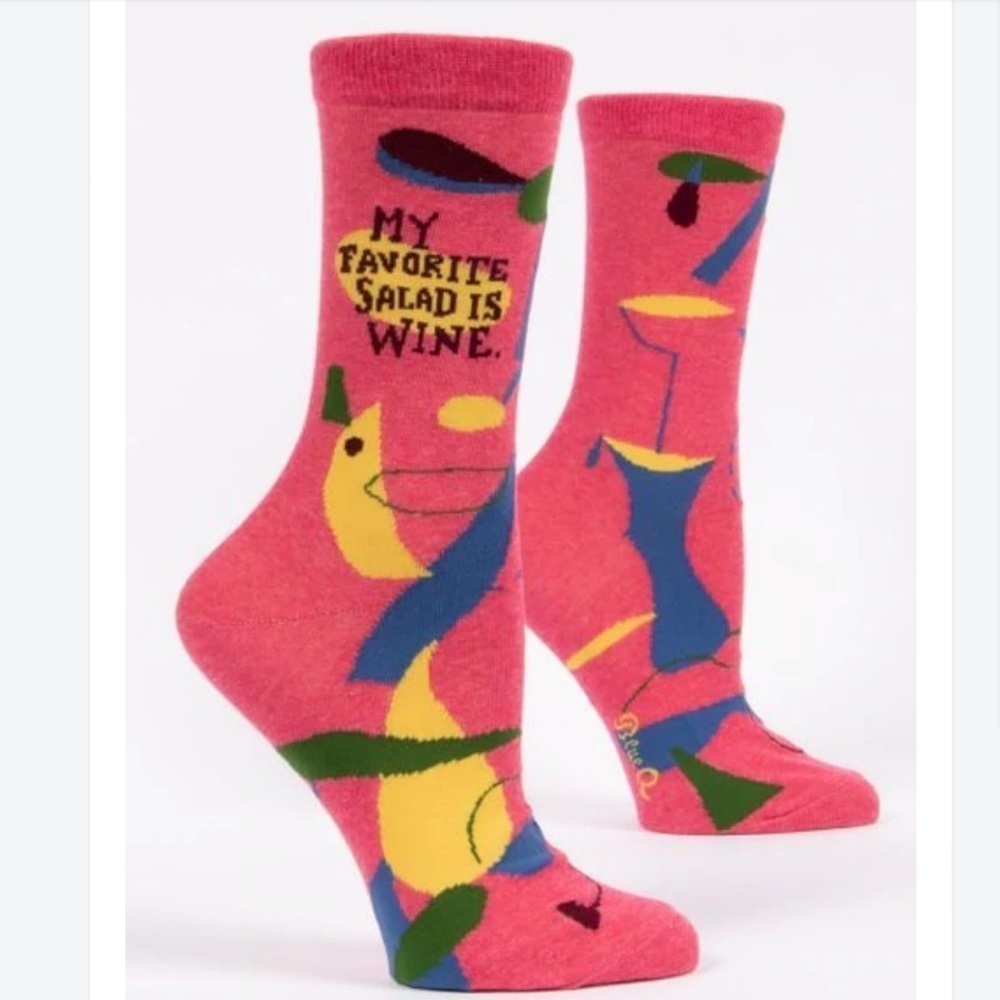 🧦 3/$15 🧦 Blue Q Women's Crew Socks - My Favorite Salad is Wine